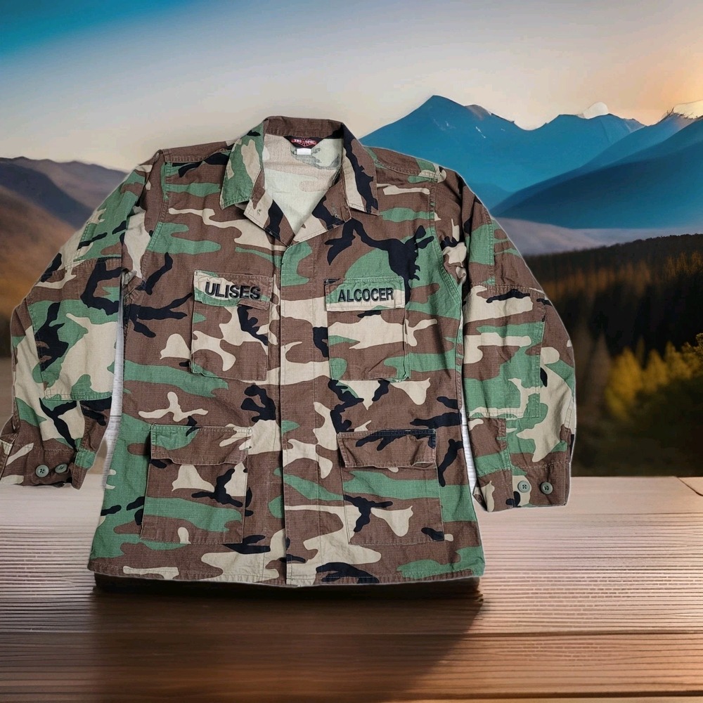 🪖VTG‎ TRU‑SPEC BDU Coat Mens L Woodland Camo Ripstop Military 90's Y2K Gorpcore